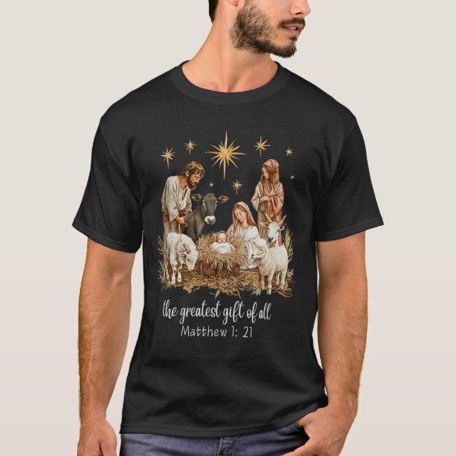 The Greatest For All Christmas Nativity Jesus Chri T Shirt (Framsida)
