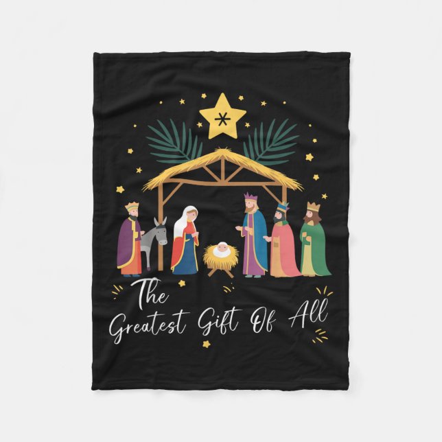 The Greatest Gift For All Christmas Nativity Jesus Fleecefilt (Framsidan)