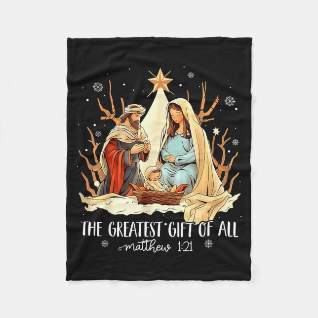 The Greatest Gift For All Christmas Nativity Jesus Fleecefilt (Framsidan)