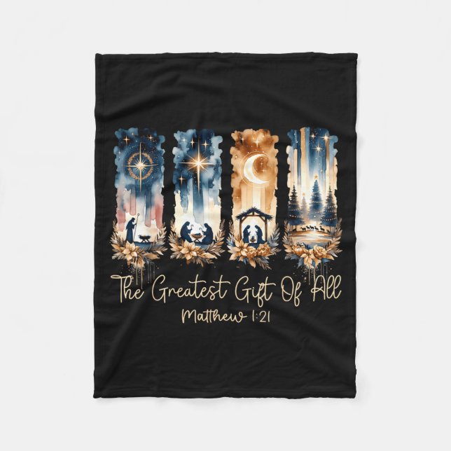 The Greatest Gift For All Christmas Nativity Jesus Fleecefilt (Framsidan)