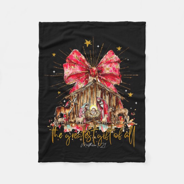 The Greatest Gift For All Christmas Nativity Jesus Fleecefilt (Framsidan)