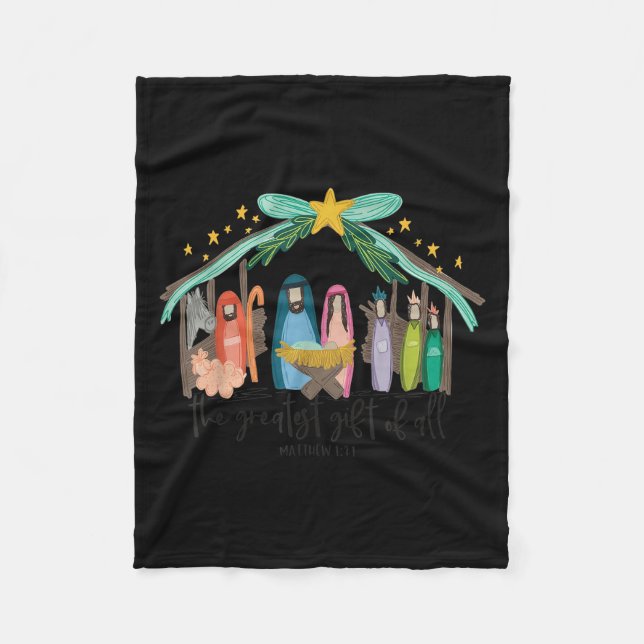 The Greatest Gift For All Christmas Nativity Jesus Fleecefilt (Framsidan)