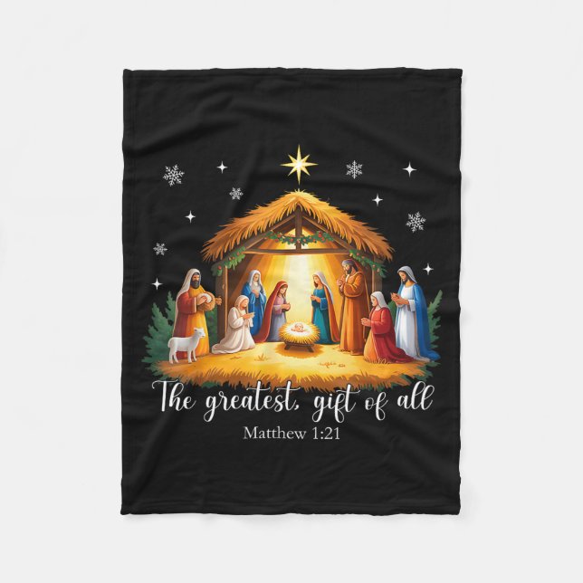 The Greatest Gift For All Christmas Nativity Jesus Fleecefilt (Framsidan)