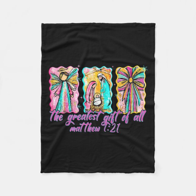 The Greatest Gift For All Christmas Nativity Jesus Fleecefilt (Framsidan)