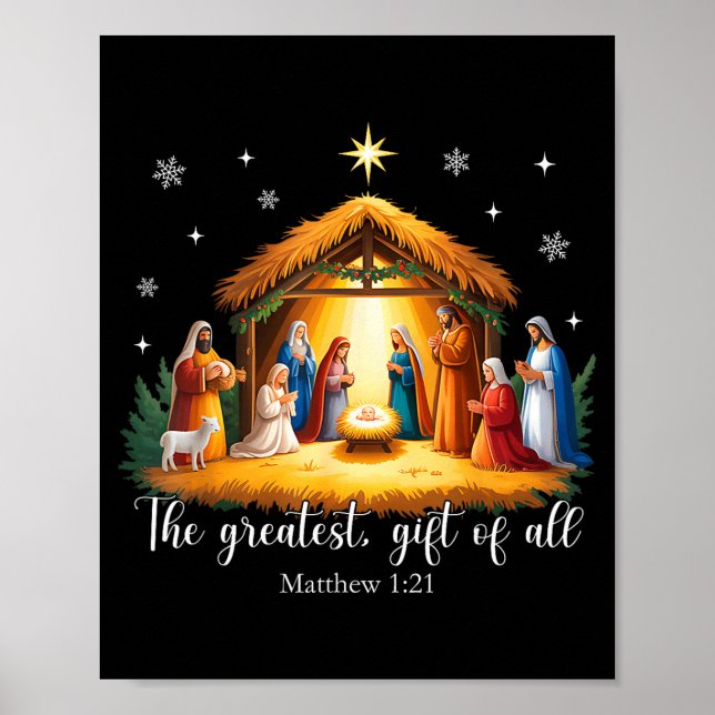 The Greatest Gift For All Christmas Nativity Jesus Poster (Framsidan)