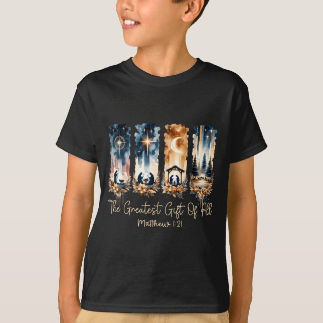 The Greatest Gift For All Christmas Nativity Jesus T Shirt (Framsida)