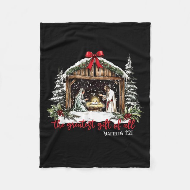 The Greatest Gift Of All Jesus Baby Christian Xmas Fleecefilt (Framsidan)