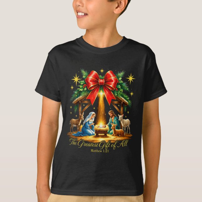 The Greatest Gift Of All Nativity Christian Christ T Shirt (Framsida)
