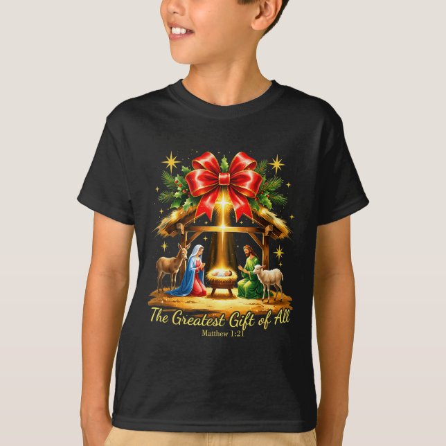 The Greatest Gift Of All Nativity Christian Christ T Shirt (Framsida)