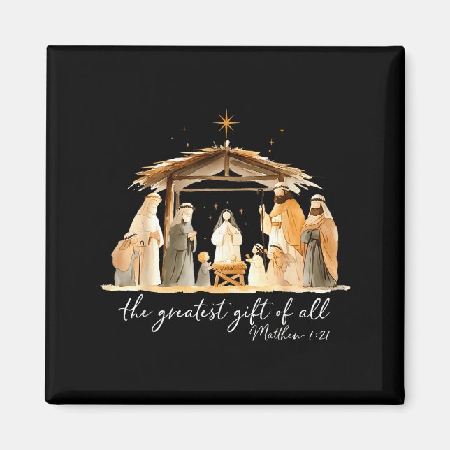The Greatest Gift Of All Nativity Scene Christian  Magnet (Framsidan)