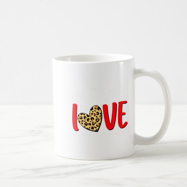 The Greatest Is Love Valentines Day Leopard Heart  Kaffemugg (Höger)