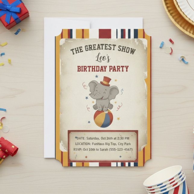 The Greatest Show | 1st Birthday Circus Invitation Inbjudningar (Skapare uppladdad)