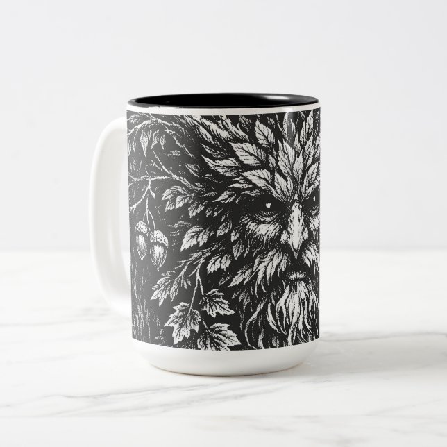 The Green Man av BurnsInHell Två-Tonad Mugg (Framsida vänster)