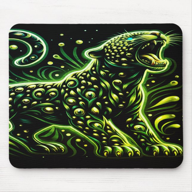 The Green Spotted Leopard On a Thick Laptop Tablet Musmatta (Framsidan)
