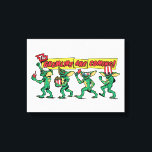 The Gremlins™ Are Coming Canvastryck<br><div class="desc">Get ready for mischief with this bold, retro-inspired design featuring a lineup of playful gremlins marching in with snacks, 3D glasses, and movie-night chaos. With expressive poses, classic creature styling, and vibrant comic-book lettering, this artwork captures the mischievous spirit and cult-favorite energy fans love. The dynamic banner headline and colorful...</div>