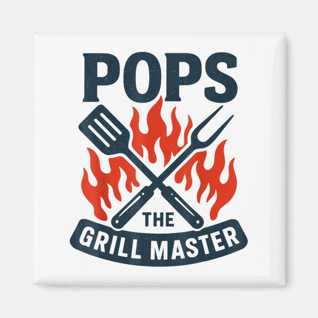 The Grill Master Bbq Father's Day Grandpa Grilling Magnet (Framsidan)