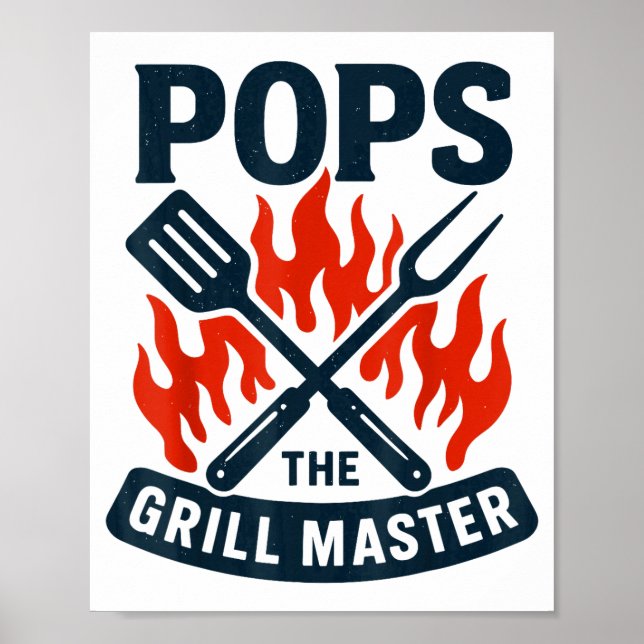 The Grill Master Bbq Father's Day Grandpa Grilling Poster (Framsidan)