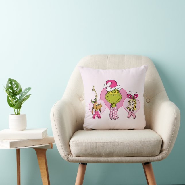 The Grinch Crew in Pink Valentine's Portrait Kudde (Stol)