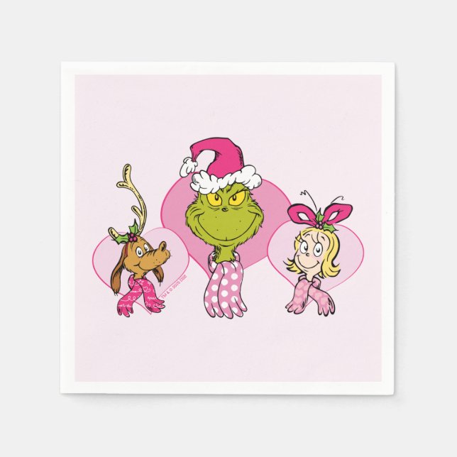 The Grinch Crew in Pink Valentine's Portrait Pappersservett (Framsidan)