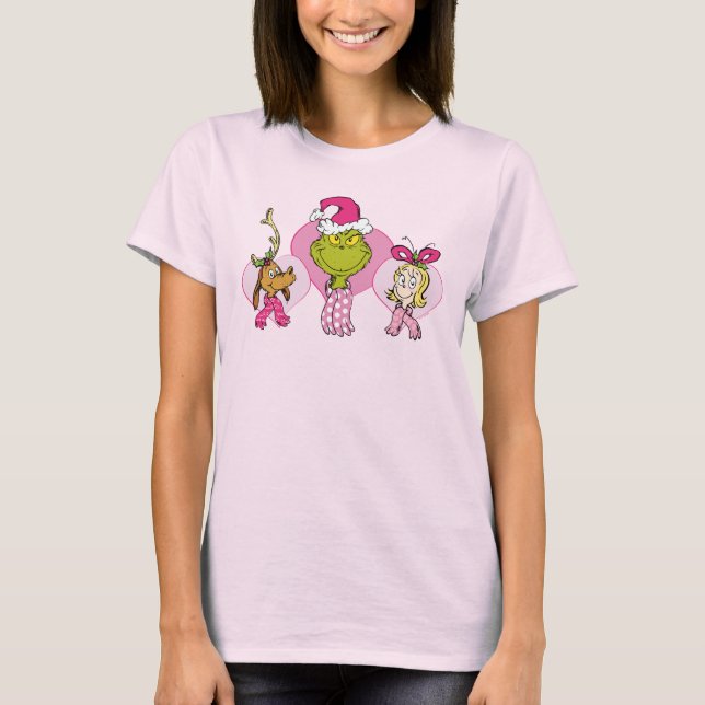 The Grinch Crew in Pink Valentine's Portrait T Shirt (Framsida)