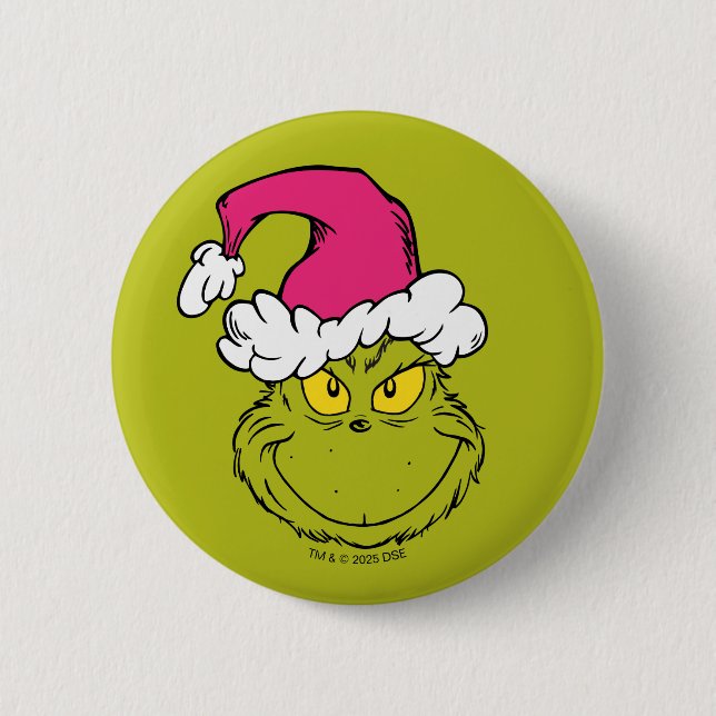 The Grinch in Pink Santa Hat Knapp (Framsida)