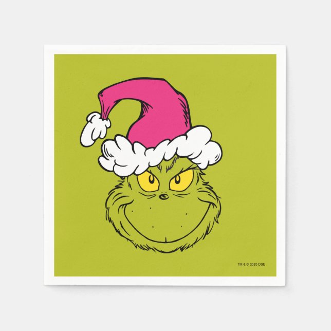 The Grinch in Pink Santa Hat Pappersservett (Framsidan)
