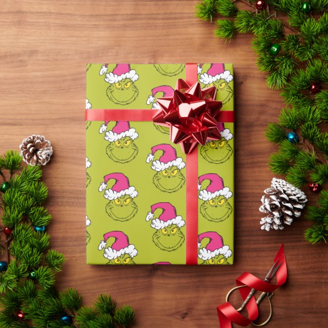 The Grinch in Pink Santa Hat Presentpapper (Julgåva)