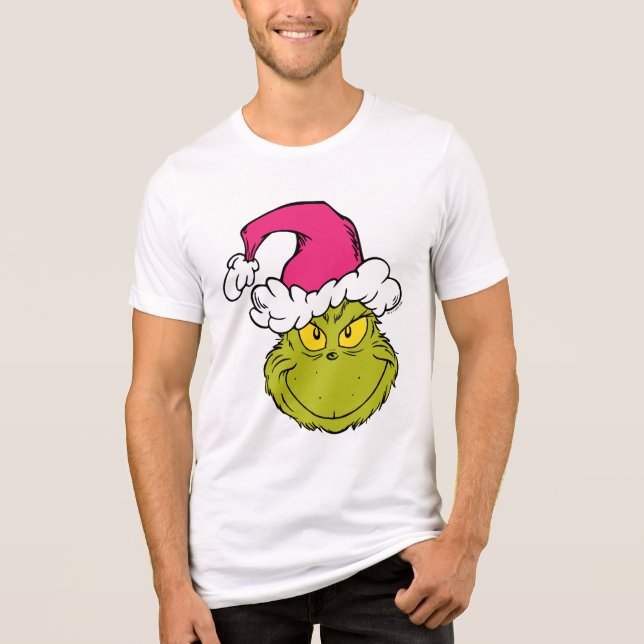 The Grinch in Pink Santa Hat T Shirt (Framsida)
