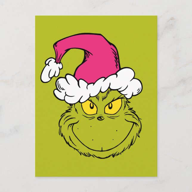 The Grinch in Pink Santa Hat Vykort (Framsida)
