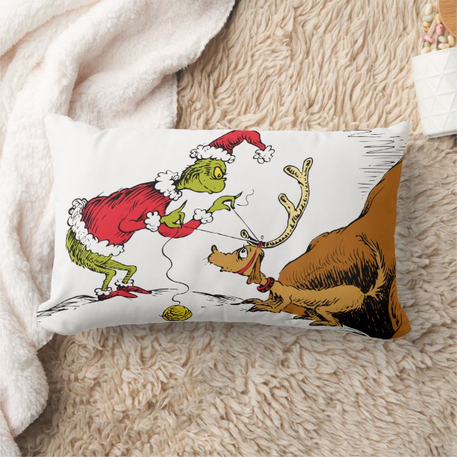 The Grinch Prepares Max the Reindeer Lumbarkudde (Filt)