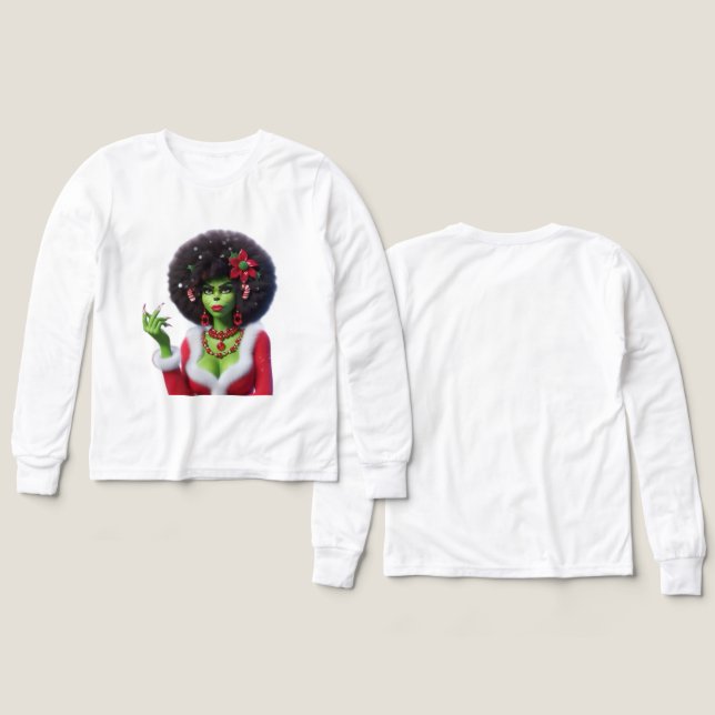 The Grinch Woman — Funny Christmas T-Shirt by MaMu (Design framsida och baksida)