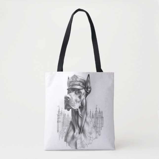 The Guardian: Marble Great Dane Police Do Tote Bag Tygkasse (Framsida)