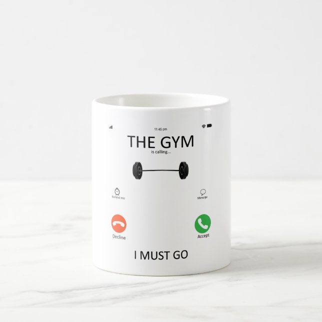 The Gym Is Calling I Must Go - Funny Gym Sayings Kaffemugg (Center)