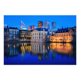 The Hague horisont på trycket för blåtttimmefot Fototryck