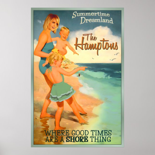 The Hamptons Long Island New York Affisch Ny Retro (Framsidan)