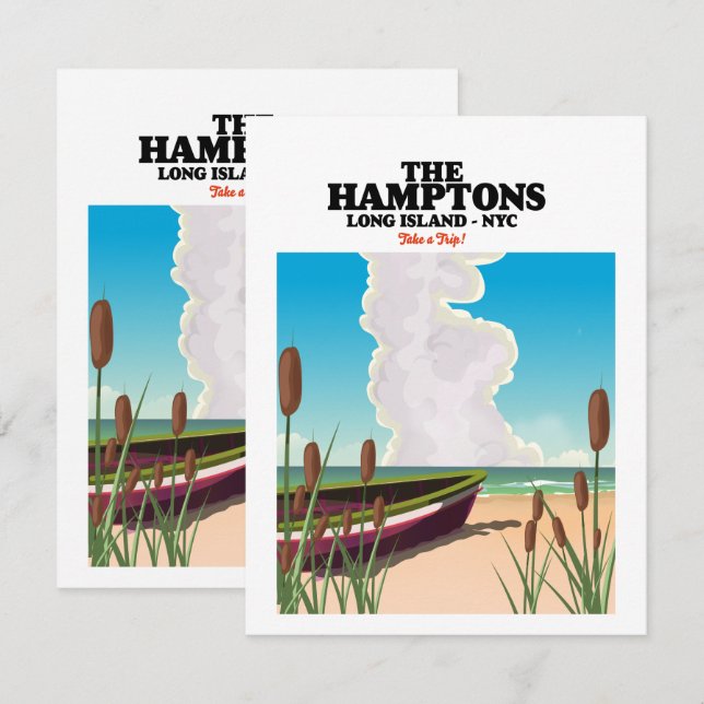The Hamptons Long island NYC, resebroschyr. (Fram/baksida)