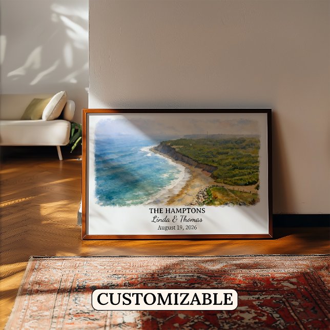 The Hamptons New York Affisch, Akvarell, Anpassad Poster (Skapare uppladdad)