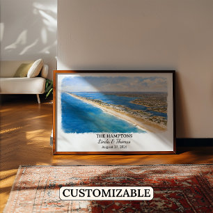 The Hamptons New York Affisch, Akvarell, Anpassad Poster