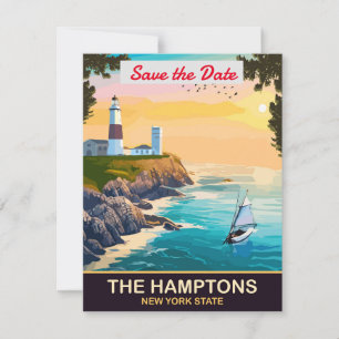 The Hamptons New York Kustbröllopsinbjudan Spara Datumet
