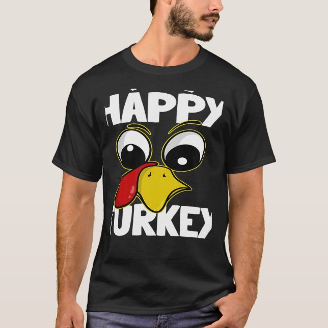 The Happy Turkey Family Group Matching Thanksgivin T Shirt (Framsida)