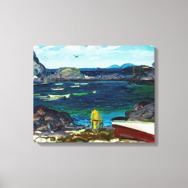 The Harbor, Monhegan Coast, Maine målning, Canvastryck (Framsida)