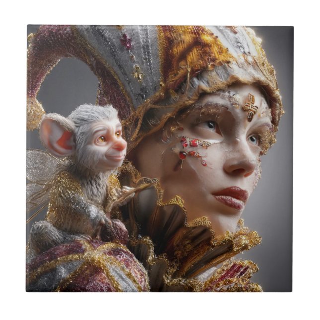 "The Harlequin Monkey with Magic Wings Kakelplatta (Framsidan)