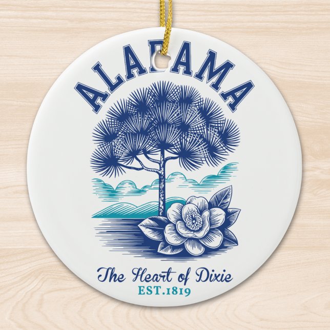 The Heart of Dixie – Alabama Camellia & Tree Graph Julgransprydnad Keramik (Skapare uppladdad)