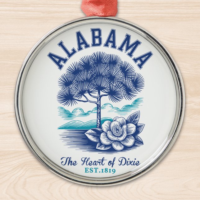 The Heart of Dixie – Alabama Camellia & Tree Graph Julgransprydnad Metall (Skapare uppladdad)
