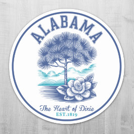 The Heart of Dixie – Alabama Camellia & Tree Graph Klistermärken