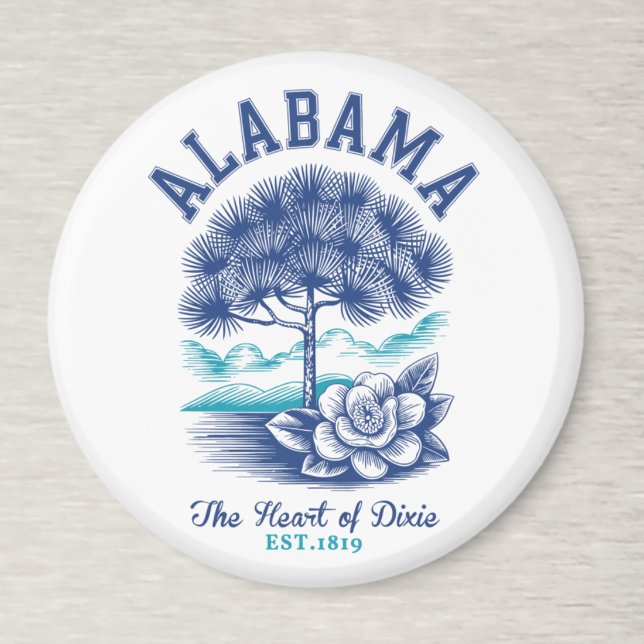 The Heart of Dixie – Alabama Camellia & Tree Graph Magnet (Skapare uppladdad)