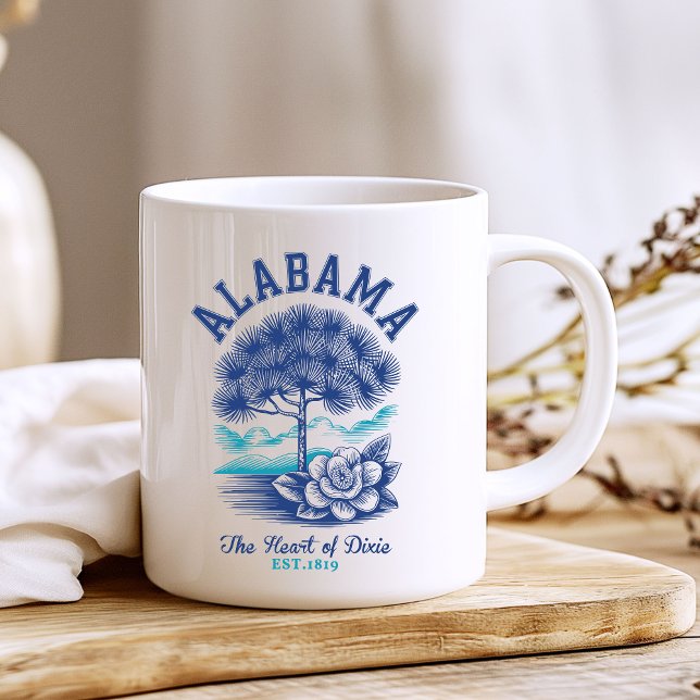 The Heart of Dixie – Alabama Floral and Tree  Kaffemugg (Skapare uppladdad)