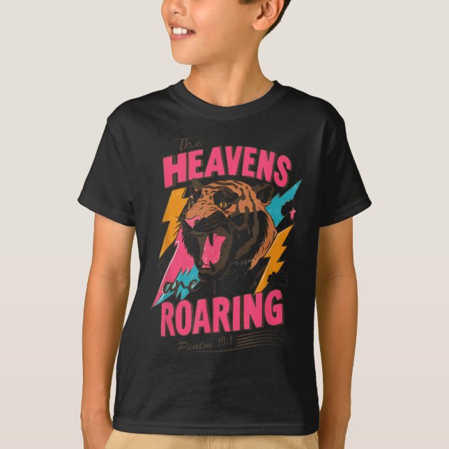 The Heavens Are Roaring Psalm 19_1, Retro Tiger Gr T Shirt (Framsida)