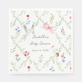 The Heirloom Rose & Ribbon Signature Stork Pappersservett
