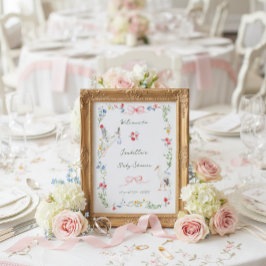 The Heirloom Rose & Ribbon Signature Stork Welcome Poster